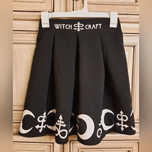Witchcraft Skirt‎ Black White - SMALL - Stretch - Gothic